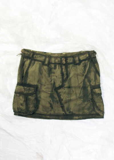 Vintage Y2K Reworked Cargo Skirt in Khaki Hand Painted