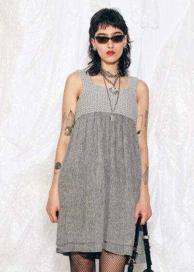 Vintage Y2K Fairy Dress in Knitted Grey