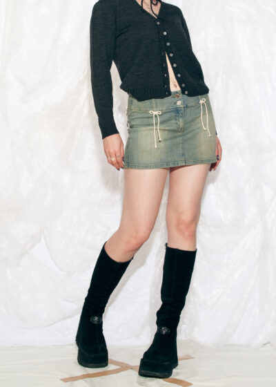 Vintage Y2K Reworked Micro Skirt with Coquette Bows