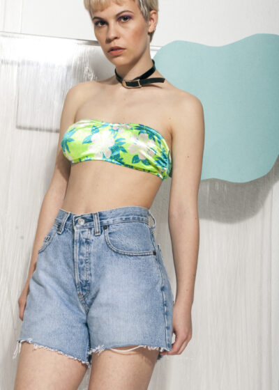 Vintage bandeau 90s floral bikini top