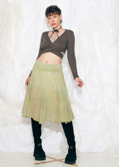 Vintage Y2K Reworked Frilly Skirt in Overdyed Green