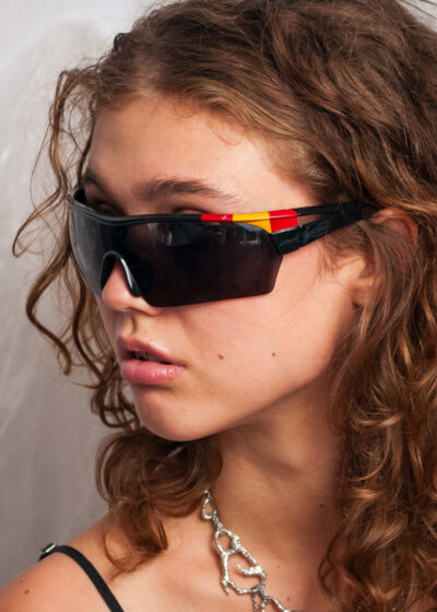 Vintage Y2K Techno Sunglasses in Black Plastic