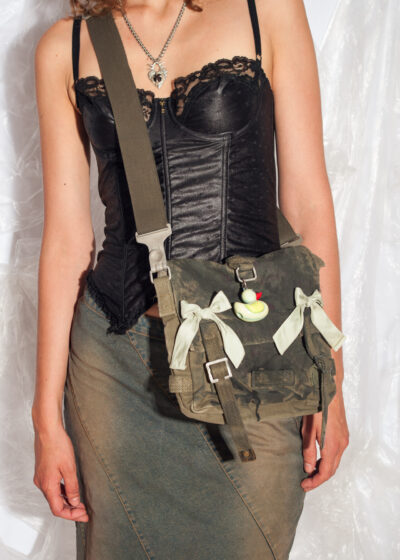 Vintage Y2K Reworked Military Bag in Khaki Kidcore