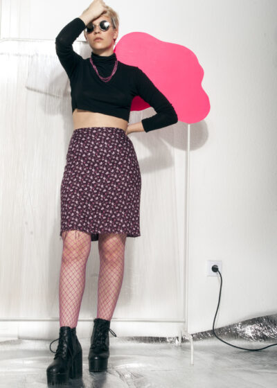 Vintage skirt 90s grunge floral midi w frayed hem