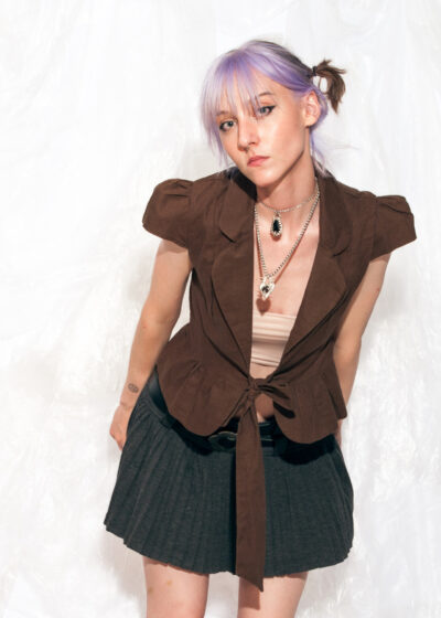 Vintage Y2K Office Siren Blazer in Brown Linen