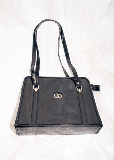 Vintage 80s Box Bag in Black Patent Leather