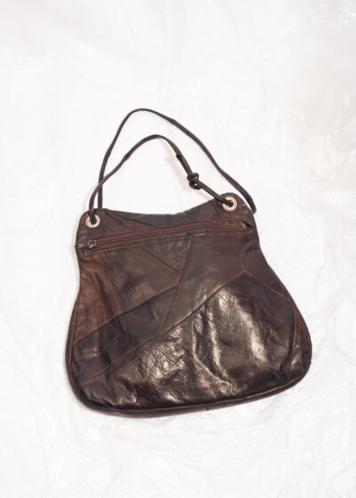 Vintage 80s Patchwork Leather Bag in Brown