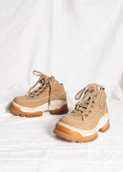Vintage 90s The Art Company Platform Boots in Beige