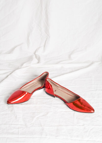 Vintage Y2K Ballerina Shoes in Metallic Red