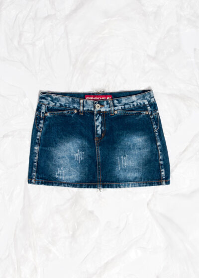 Vintage Y2K Fishbone Denim Micro Skirt
