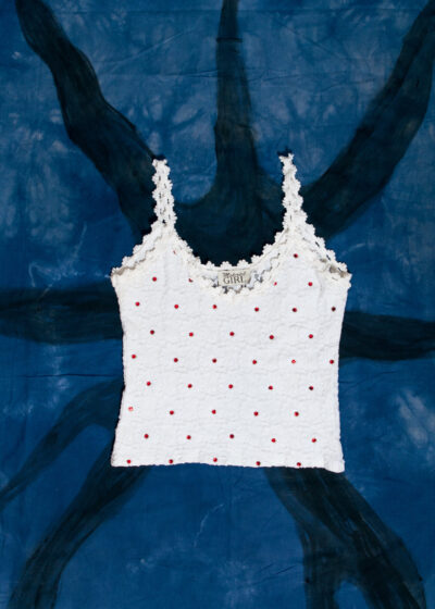 Vintage 90s Lace Coquette Top in White