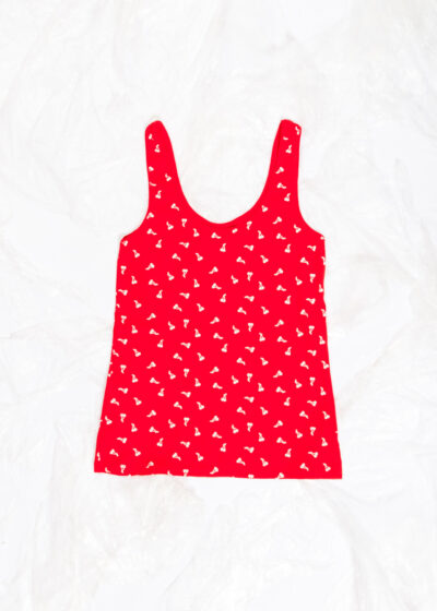 Vintage Y2K Tank Top in Red with Cherry Print
