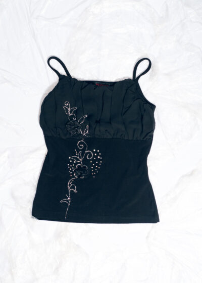 Vintage Y2K Slip Top in Black Whimsigoth