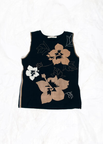 Vintage Y2K Flower Top in Black
