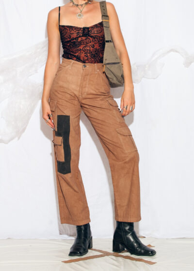 Reworked Vintage 90s Cargo Trousers in Mud Wash Brown