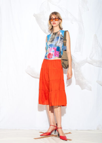 Vintage Y2K Orange Midi Skirt