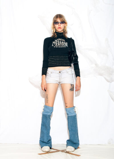 Vintage Y2K Denim Micro Shorts in Grey