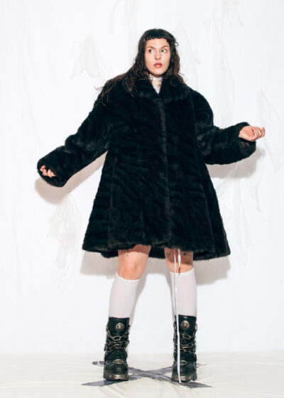 Vintage 80s Faux Fur Teddy Coat in Black