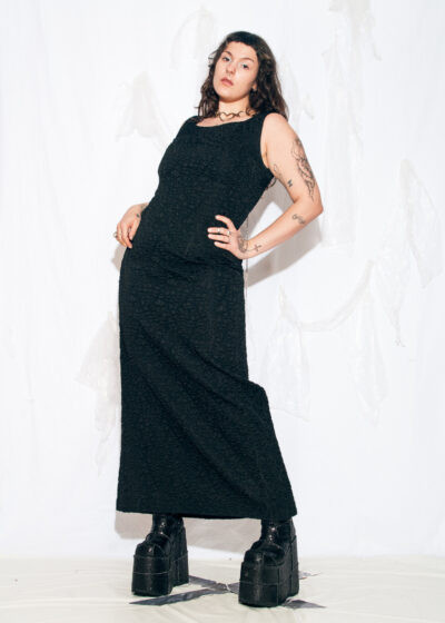 Vintage 60s Maxi Evening Dress in Black