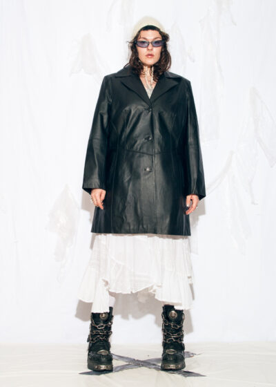 Vintage Y2K Laura di Sarpi Leather Coat in Black