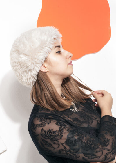 Vintage faux fur hat 60s beige furry fluffy hat