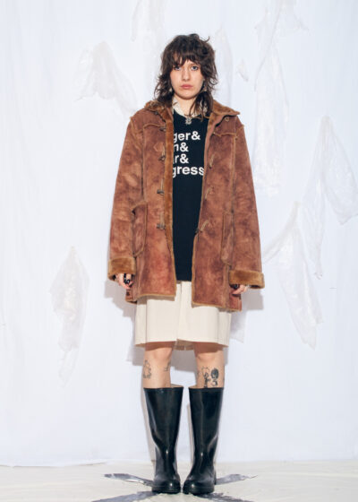 Vintage Y2K Faux Shearling Coat in Brown