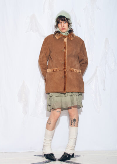Vintage Y2K Faux Shearling Coat in Brown