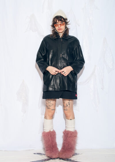 Vintage 90s BIBA Leather Coat in Black
