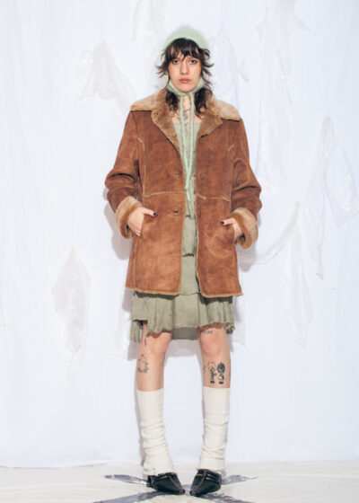 Vintage Y2K Shaggy Faux Shearling Coat in Brown