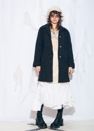 Vintage 90s Wool Winter Coat in Grey