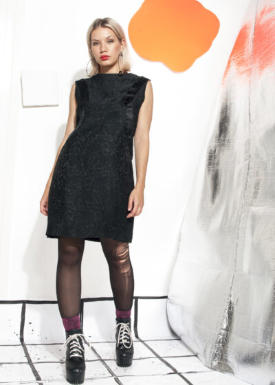 60s vintage silk dress in black