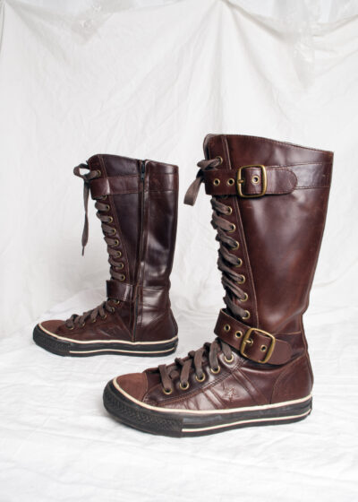 Vintage Y2K Converse Leather Lace-up Boots in Brown