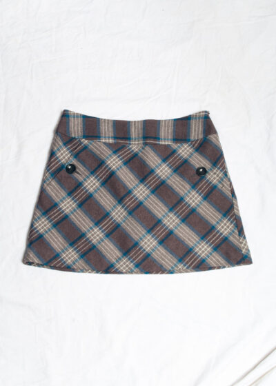 Vintage Y2K Plaid Mini Skirt in Grey