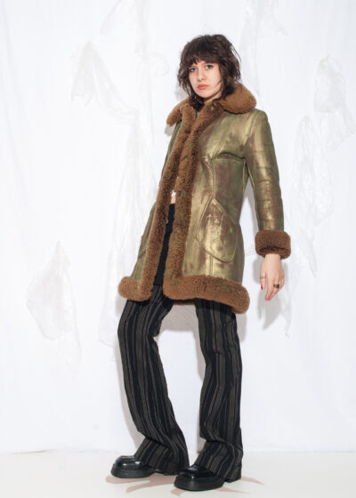 Reworked Vintage 70s Shearling Coat in Green