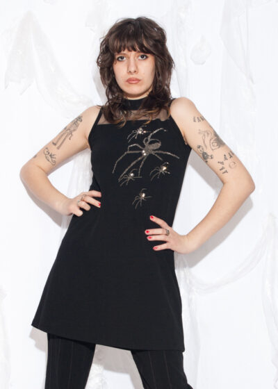 Vintage Y2K Spider Mini Dress in Black