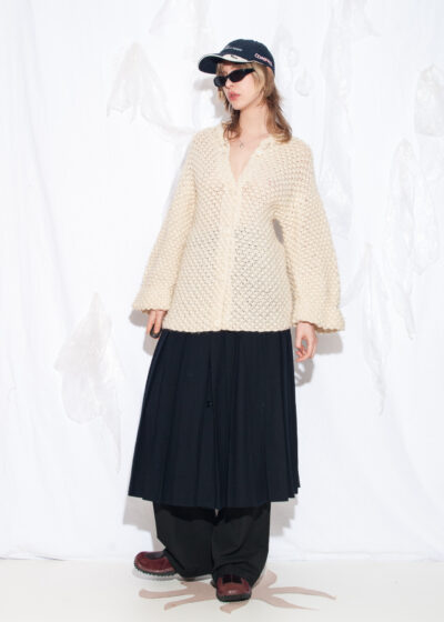 Vintage 70s Handmade Knit Cardigan in Beige