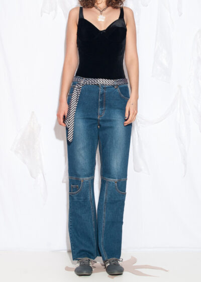 Vintage 90s High Rise Cargo Jeans in Blue