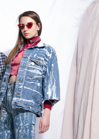 Vintage denim jacket 80s reworked acid tie-dye grunge coat