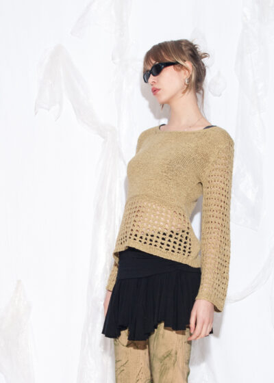 Vintage Y2K Whimsigoth Knit Jumper in Beige