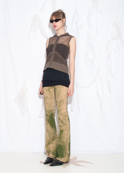 Vintage Y2K Fishnet Rave Hoodie Vest in Grey