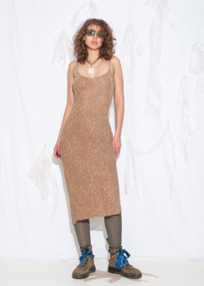 Vintage Y2K Midi Slip Dress in Brown