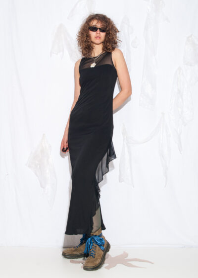 Vintage Y2K Mesh Maxi Dress in Black