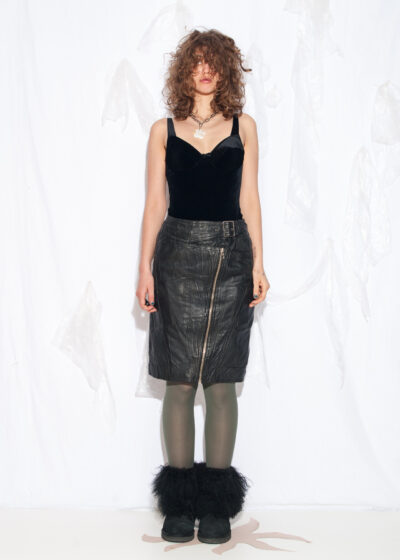 Vintage 80s Leather Punk Skirt in Black