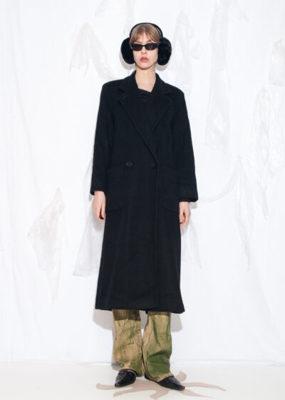 Vintage 90s Perry Ellis Wool Coat in Black