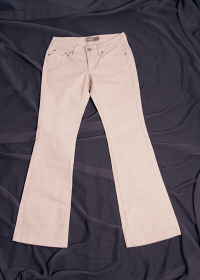 Vintage Y2K Pastel Pink Flare Jeans with Low Rise Waist