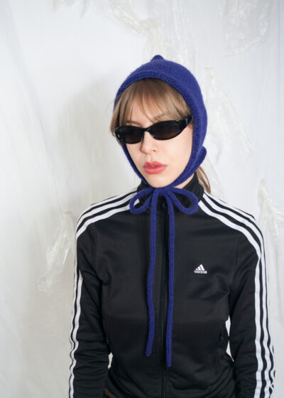 Handmade Knitted Hood in Purple Vintage Yarn