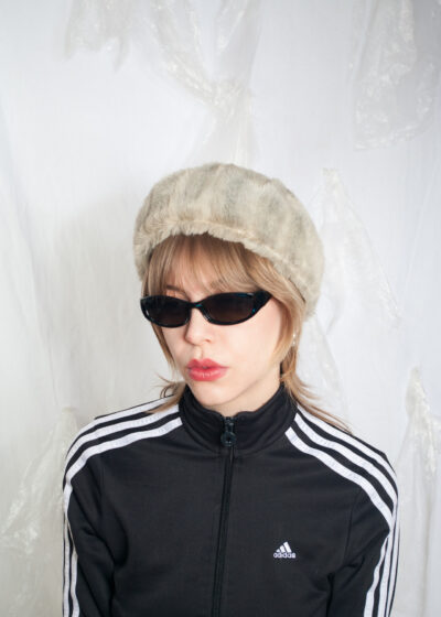 Vintage 60s Faux Fur Pillbox Hat in Grey