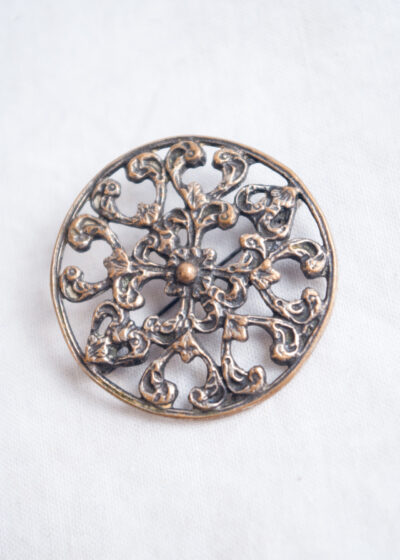 Vintage 50s Baroque Brooch in Bronze