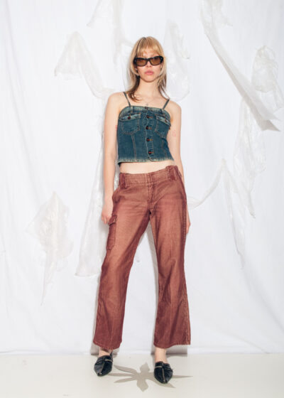 Vintage Y2K Low Rise Flare Trousers in Maroon