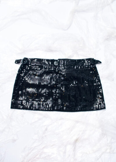 Vintage Y2K Sequin Micro Skirt in Black